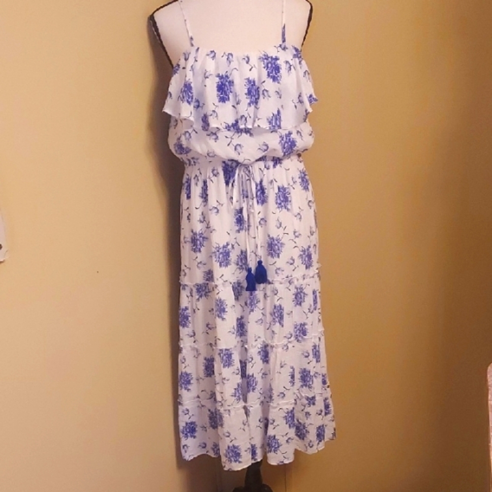 Eesome Blue and White Sleeveless Sundress